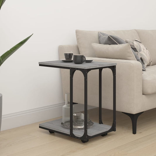 vidaXL Side Table with Wheels Grey Sonoma 50x35x55,5cm Engineered Wood