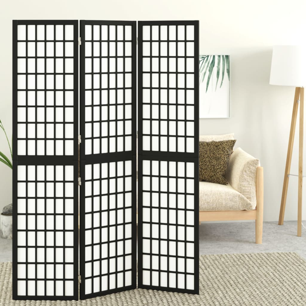 vidaXL Folding 3-Panel Room Divider Japanese Style 120x170 cm Black