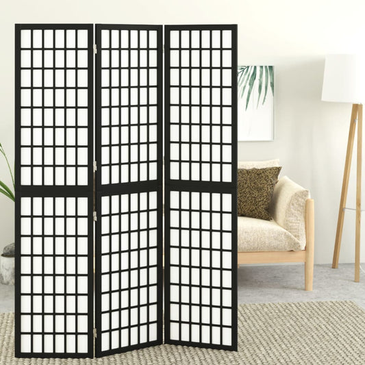 vidaXL Folding 3-Panel Room Divider Japanese Style 120x170 cm Black