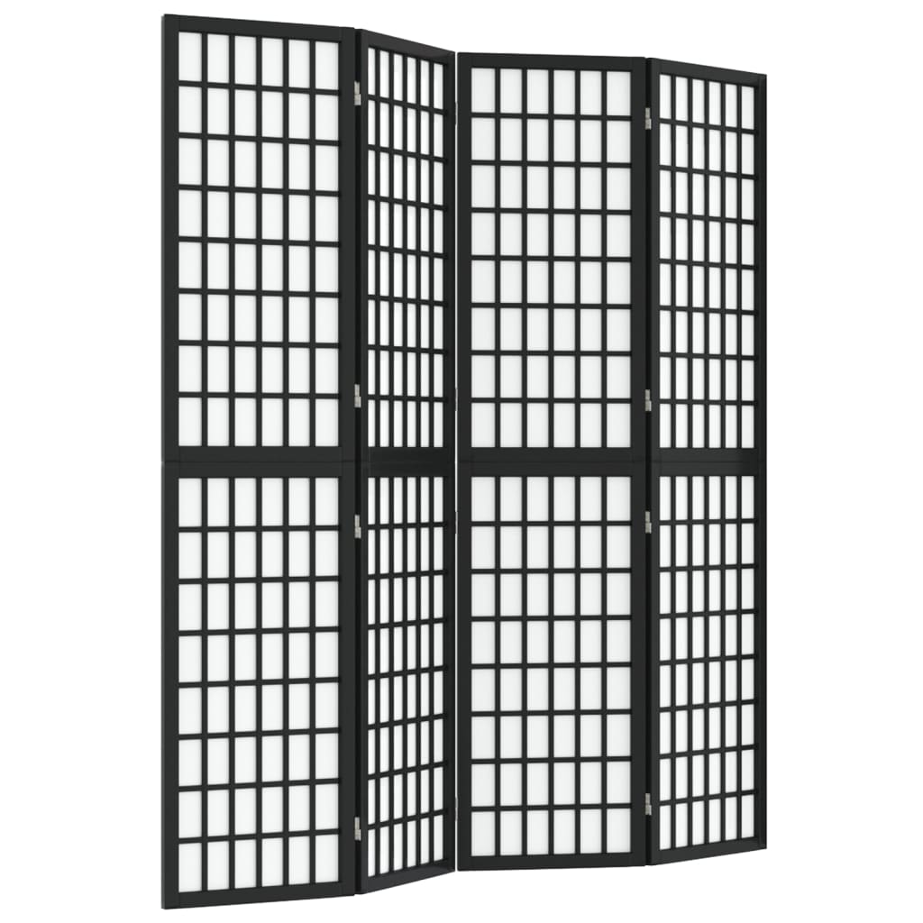 vidaXL Folding 4-Panel Room Divider Japanese Style 160x170 cm Black
