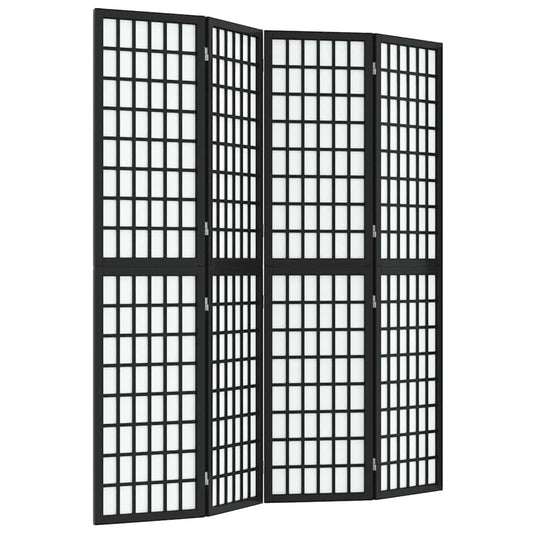 vidaXL Folding 4-Panel Room Divider Japanese Style 160x170 cm Black