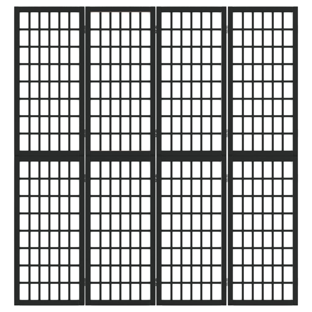 vidaXL Folding 4-Panel Room Divider Japanese Style 160x170 cm Black