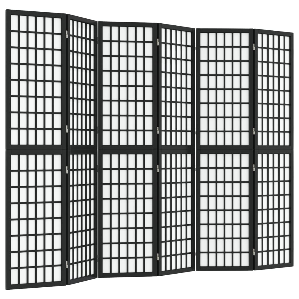 vidaXL Folding 6-Panel Room Divider Japanese Style 240x170 cm Black