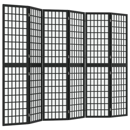 vidaXL Folding 6-Panel Room Divider Japanese Style 240x170 cm Black