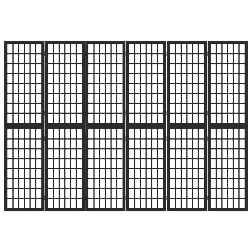 vidaXL Folding 6-Panel Room Divider Japanese Style 240x170 cm Black