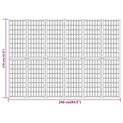 vidaXL Folding 6-Panel Room Divider Japanese Style 240x170 cm Black