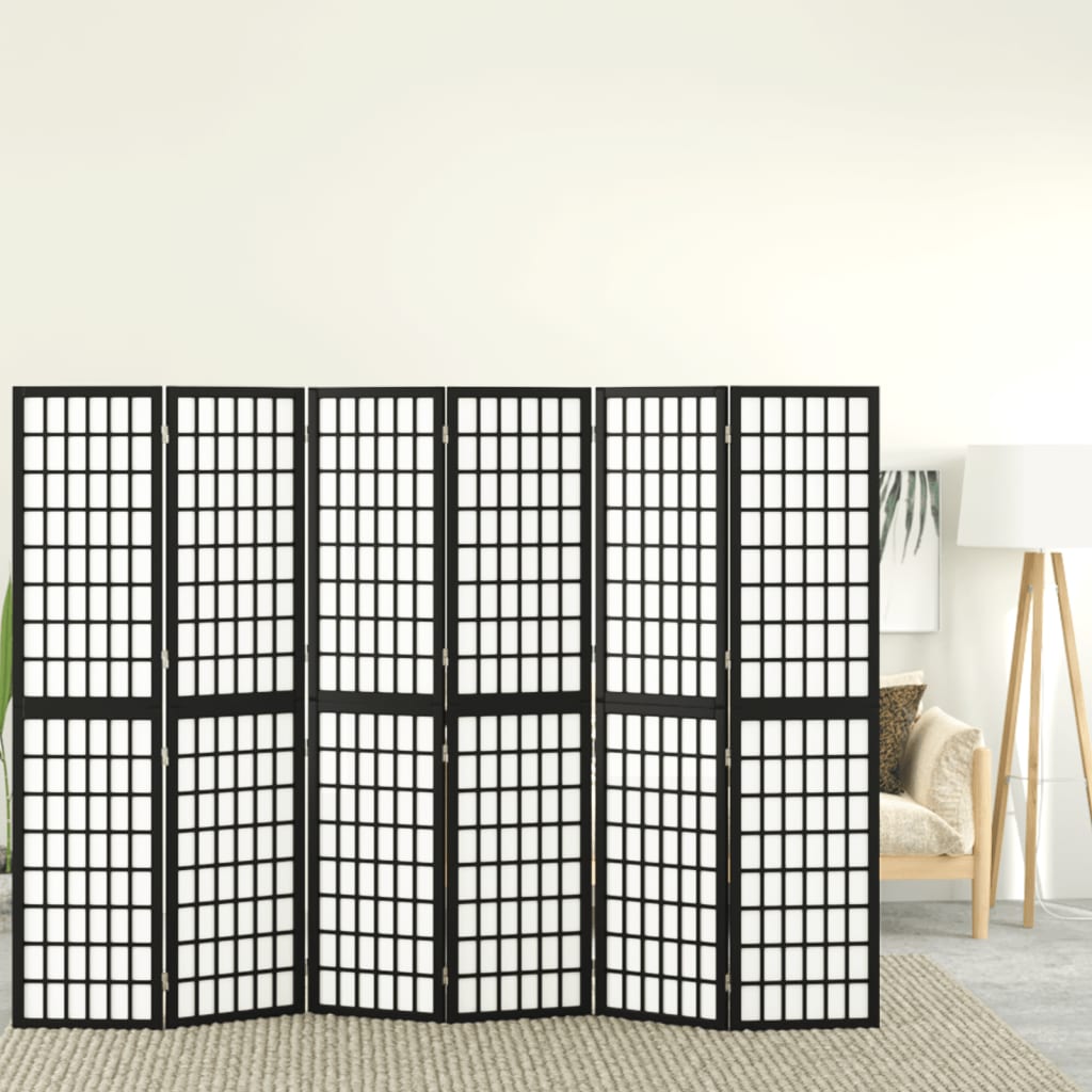 vidaXL Folding 6-Panel Room Divider Japanese Style 240x170 cm Black