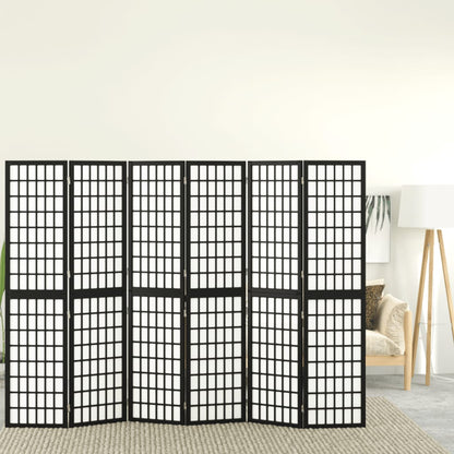 vidaXL Folding 6-Panel Room Divider Japanese Style 240x170 cm Black