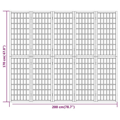 vidaXL Folding 5-Panel Room Divider Japanese Style 200x170 cm