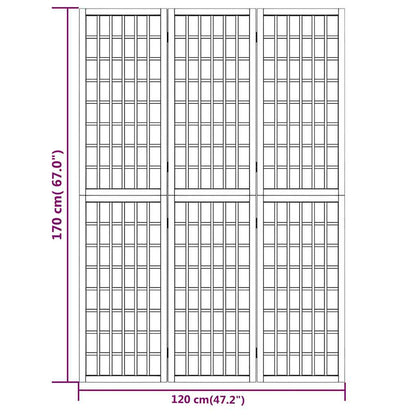 vidaXL Folding 3-Panel Room Divider Japanese Style 120x170 cm White
