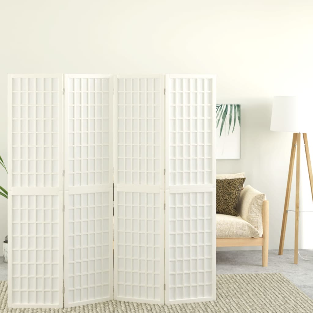 vidaXL Folding 4-Panel Room Divider Japanese Style 160x170 cm White
