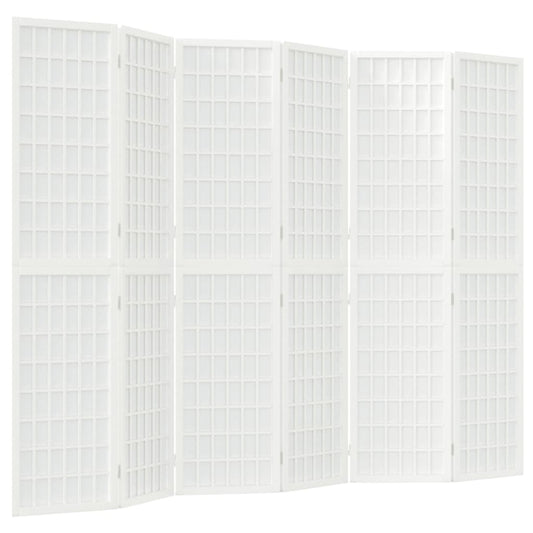 vidaXL Folding 6-Panel Room Divider Japanese Style 240x170 cm White