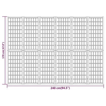 vidaXL Folding 6-Panel Room Divider Japanese Style 240x170 cm White
