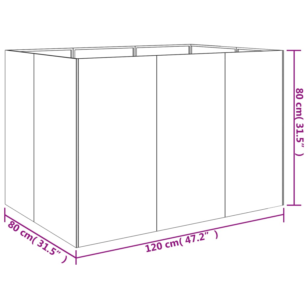 vidaXL Garden Raised Bed 120x80x80 cm Corten Steel
