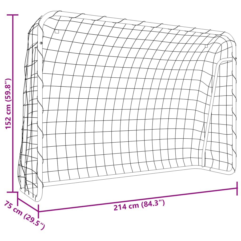 vidaXL Football Goal with Net White 214x75x152 cm Steel&Polyester