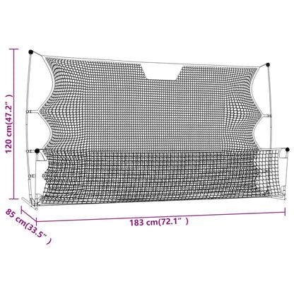vidaXL Football Rebounder Net Black and Yellow 183x85x120 cm Polyester