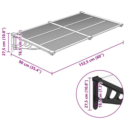 vidaXL Door Canopy Black and Transparent 152.5x90 cm Polycarbonate