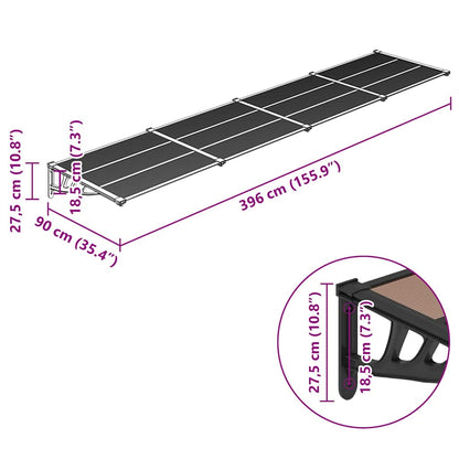 vidaXL Door Canopy Black 396x90 cm Polycarbonate