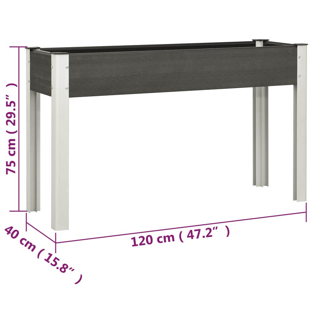 vidaXL Garden Raised Bed Grey 120x40x75 cm WPC