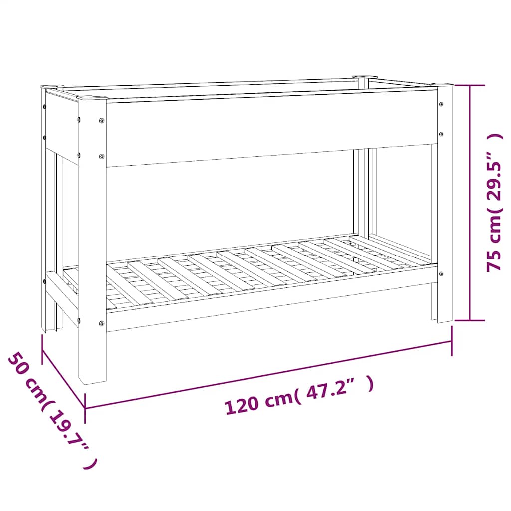 vidaXL Garden Raised Bed with Shelf Grey 120x50x75 cm WPC