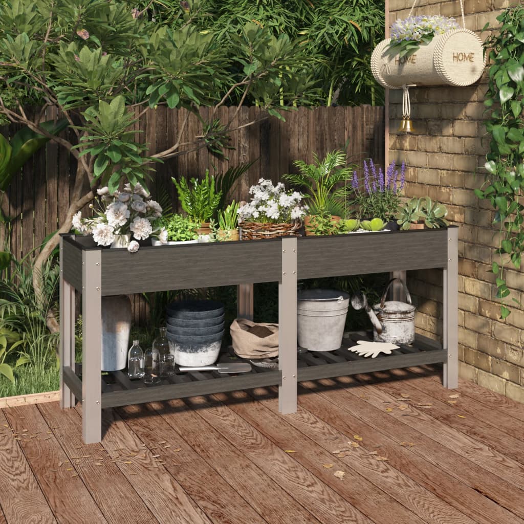 vidaXL Garden Raised Bed with Shelf Grey 175x50x75 cm WPC
