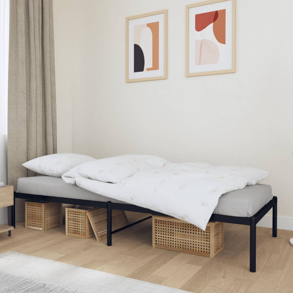 vidaXL Metal Bed Frame without Mattress Black 75x190cm