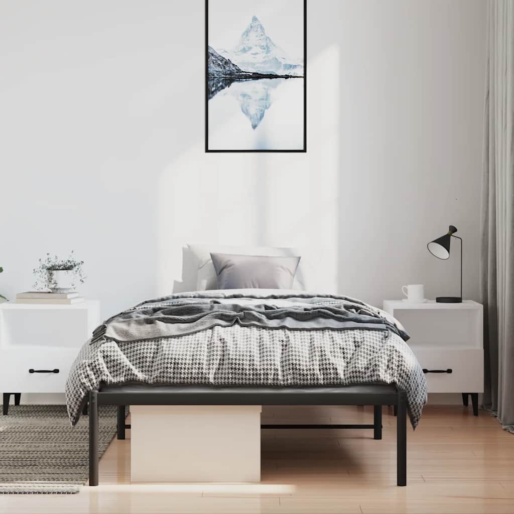 vidaXL Metal Bed Frame without Mattress Black 100x190cm