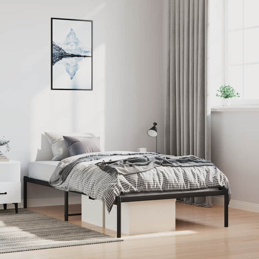 vidaXL Metal Bed Frame without Mattress Black 100x200cm