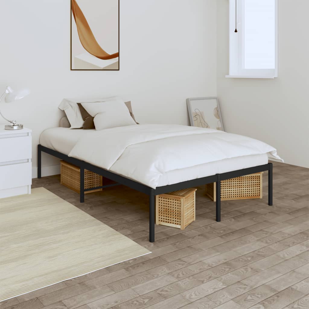 vidaXL Metal Bed Frame without Mattress Black 120x190cm