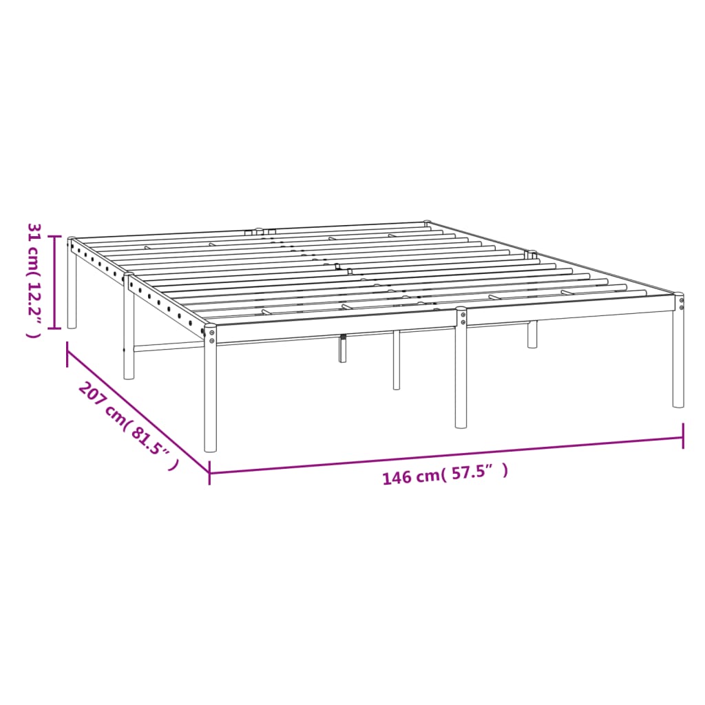 vidaXL Metal Bed Frame without Mattress Black 140x200cm