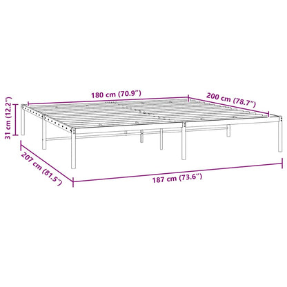 vidaXL Metal Bed Frame without Mattress Black 180x200cm