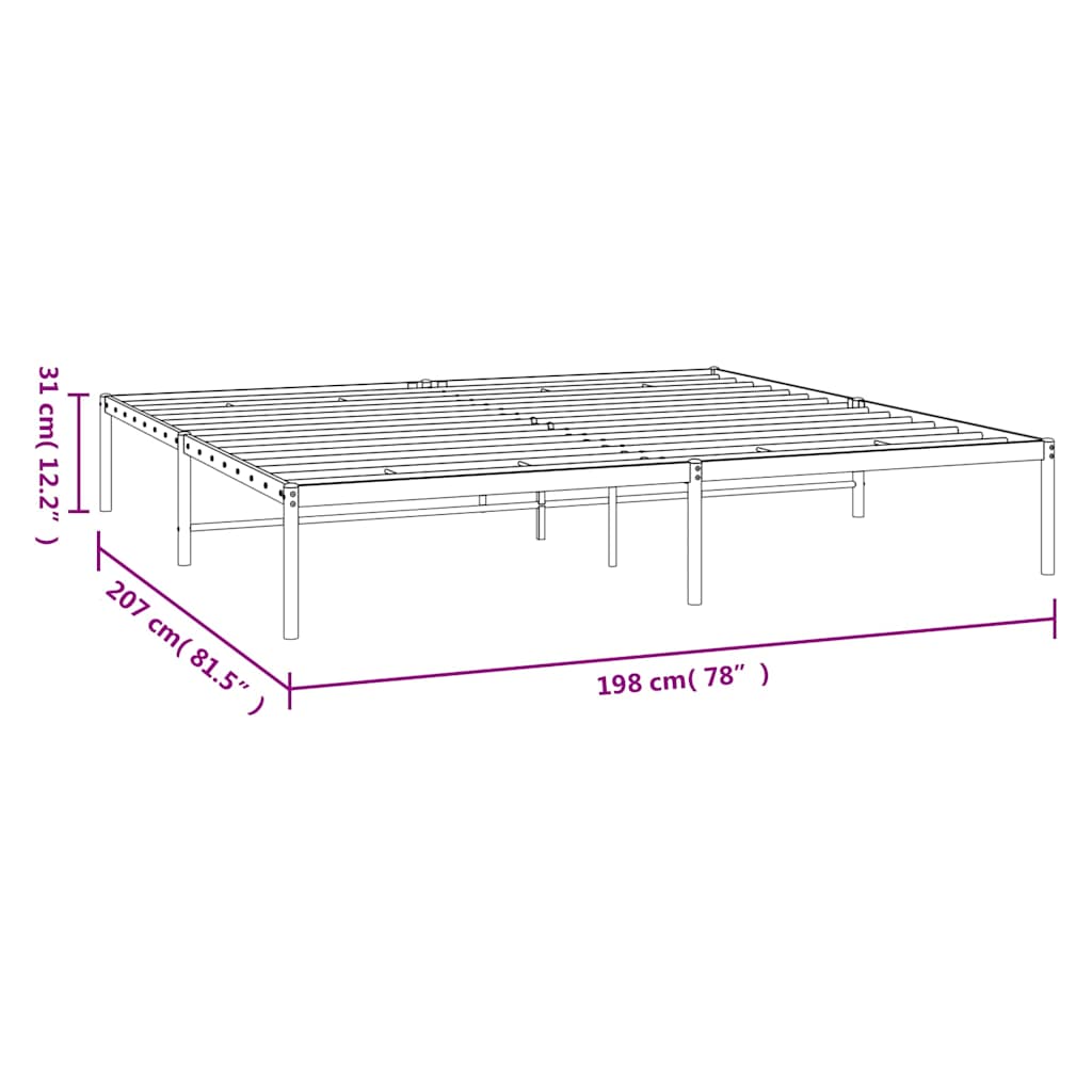vidaXL Metal Bed Frame without Mattress Black 193x203cm