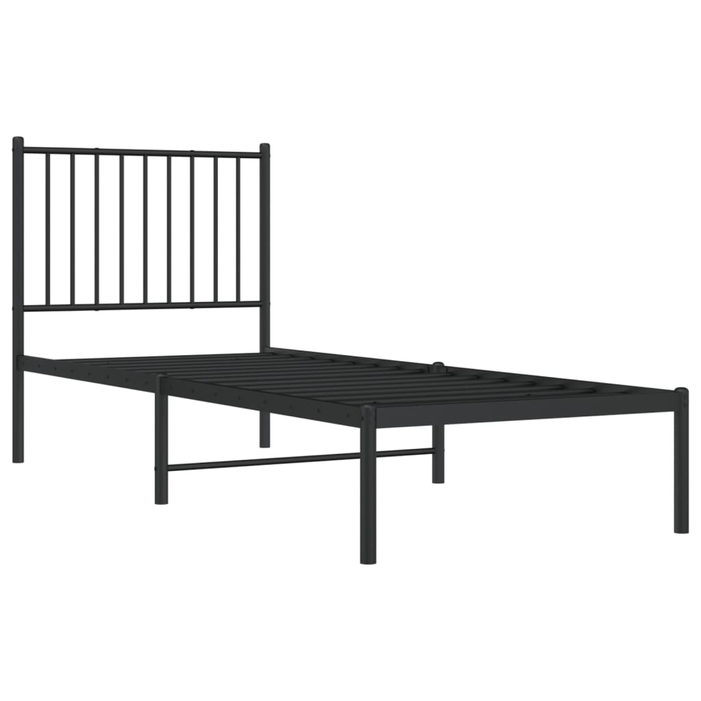 vidaXL Metal Bed Frame without Mattress with Headboard Black 75x190cm