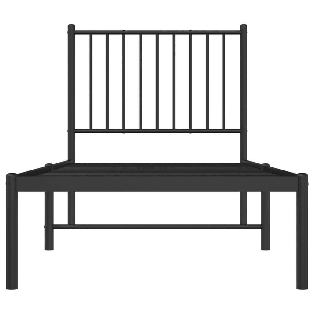 vidaXL Metal Bed Frame without Mattress with Headboard Black 75x190cm