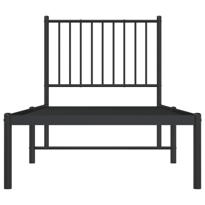 vidaXL Metal Bed Frame without Mattress with Headboard Black 75x190cm