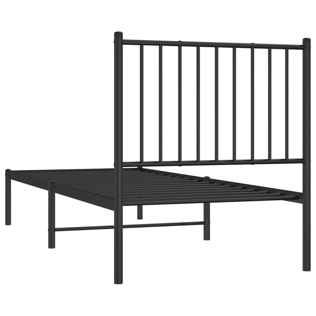 vidaXL Metal Bed Frame without Mattress with Headboard Black 75x190cm