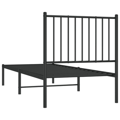 vidaXL Metal Bed Frame without Mattress with Headboard Black 75x190cm