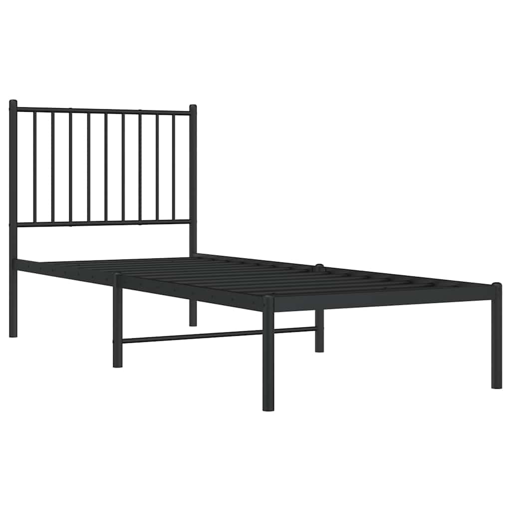 vidaXL Metal Bed Frame without Mattress with Headboard Black 80x200cm