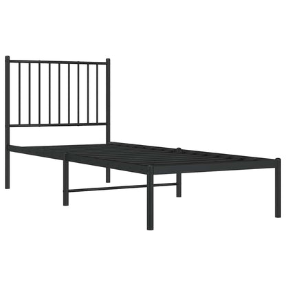 vidaXL Metal Bed Frame without Mattress with Headboard Black 80x200cm