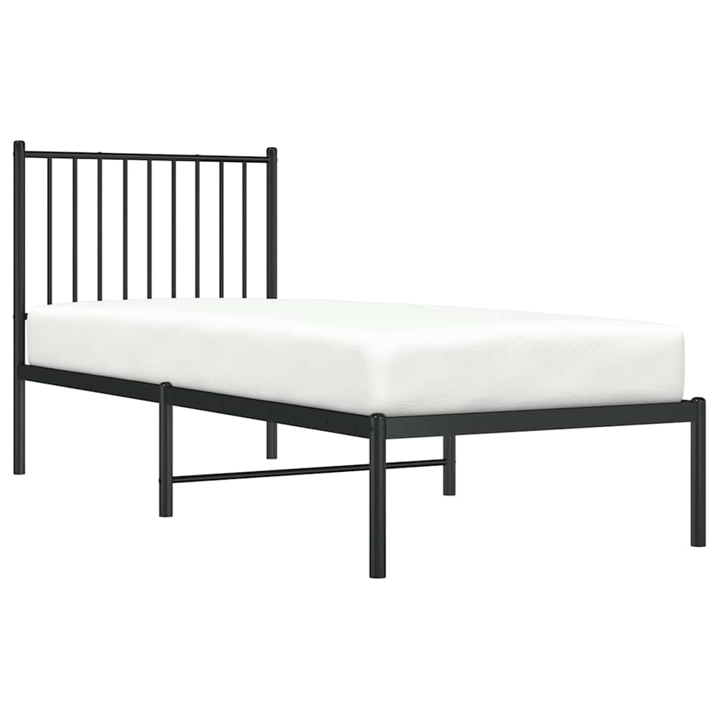 vidaXL Metal Bed Frame without Mattress with Headboard Black 80x200cm