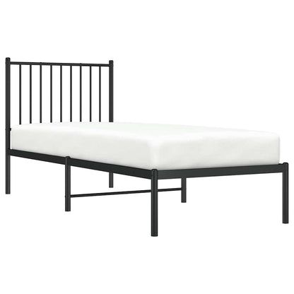 vidaXL Metal Bed Frame without Mattress with Headboard Black 80x200cm