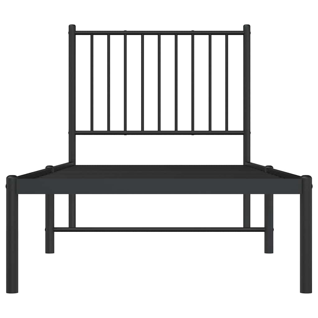 vidaXL Metal Bed Frame without Mattress with Headboard Black 80x200cm