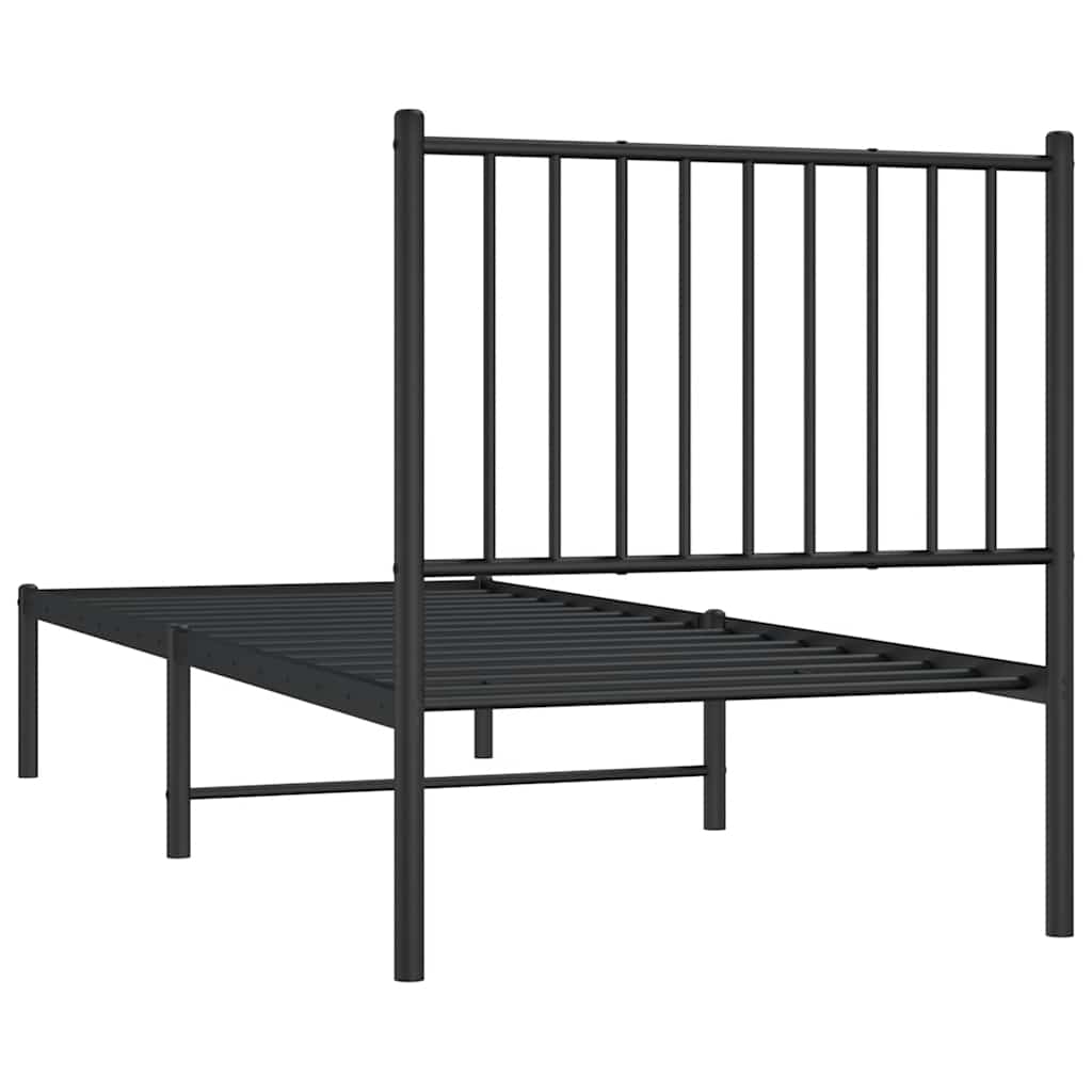 vidaXL Metal Bed Frame without Mattress with Headboard Black 80x200cm
