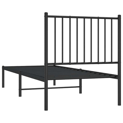 vidaXL Metal Bed Frame without Mattress with Headboard Black 80x200cm