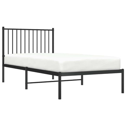 vidaXL Metal Bed Frame without Mattress with Headboard Black 90x190cm