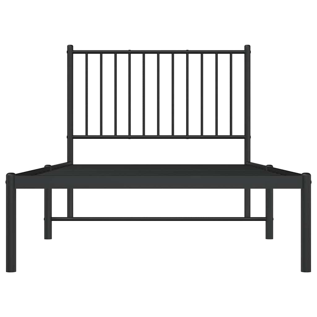 vidaXL Metal Bed Frame without Mattress with Headboard Black 90x190cm