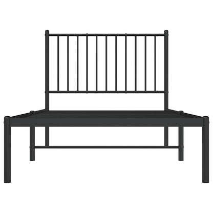 vidaXL Metal Bed Frame without Mattress with Headboard Black 90x190cm
