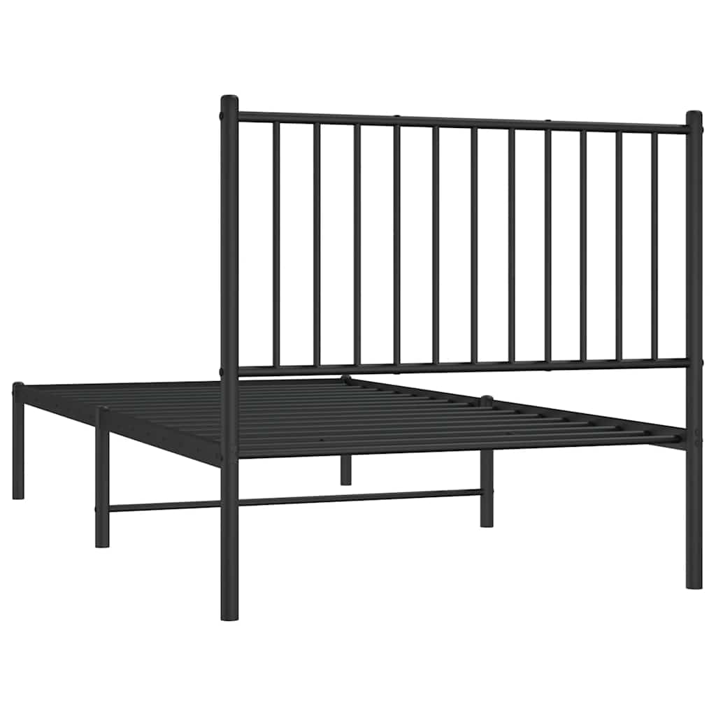vidaXL Metal Bed Frame without Mattress with Headboard Black 90x190cm