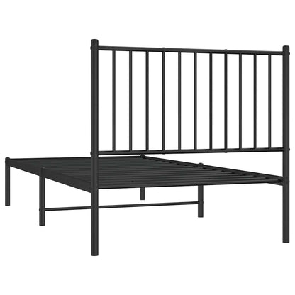 vidaXL Metal Bed Frame without Mattress with Headboard Black 90x190cm