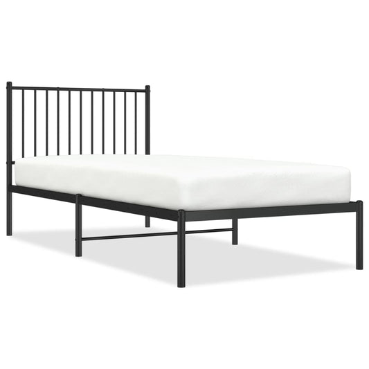 vidaXL Metal Bed Frame without Mattress with Headboard Black 90x200cm